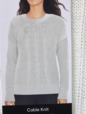 Banana Republic Women’s Cable Knit Sweater Ivory Cream Crewneck Size Small